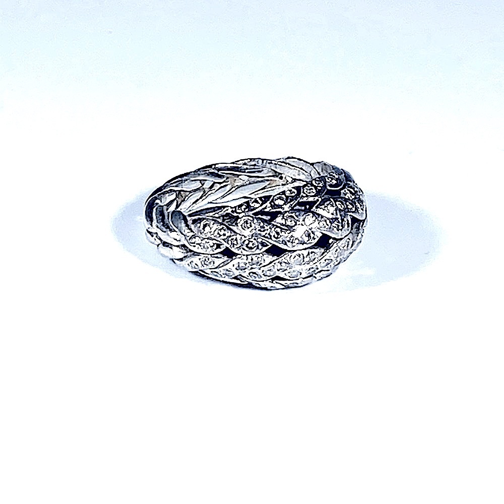 John Hardy Classic Chain Ring with Pave Diamonds - Picture 3 of 8